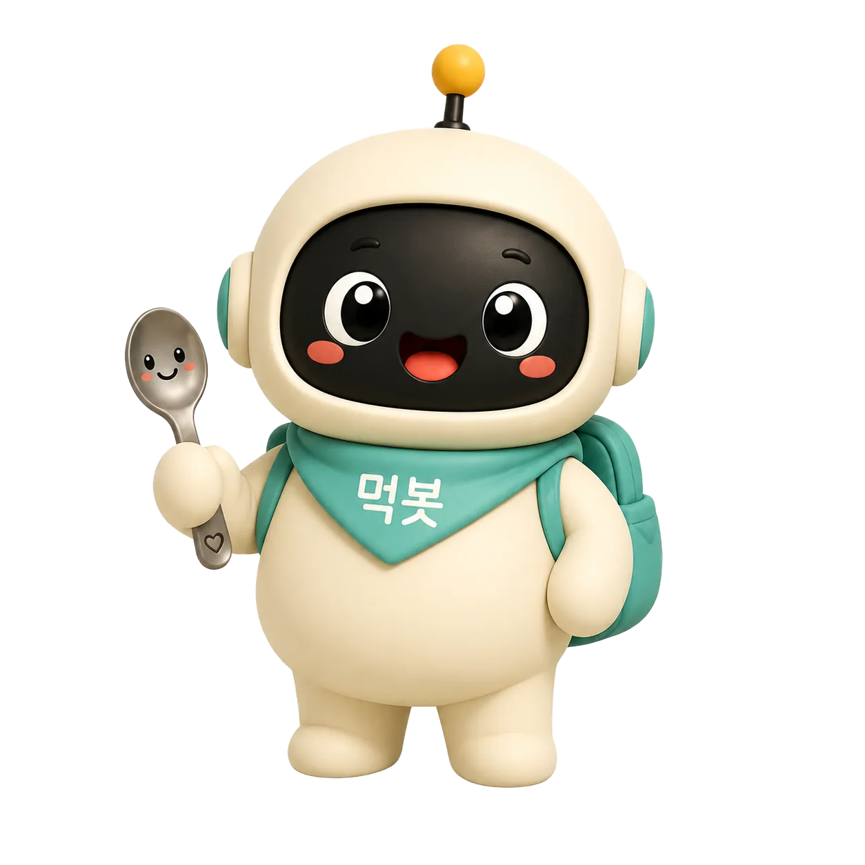 맛있는 공간을 탐험하는 먹봇 캐릭터